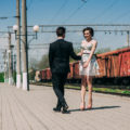 Couple saying hello/goodbye